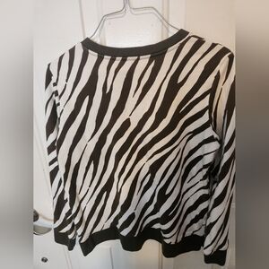 Talbots Zebra Pattern Top with Olive Accents